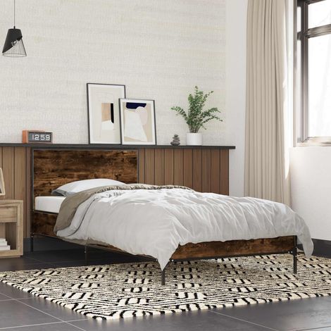 Cadre de lit 80 x 200 cm avec tête de lit en bois d’ingénierie, chêne fumé - PANGIVO (1/5)