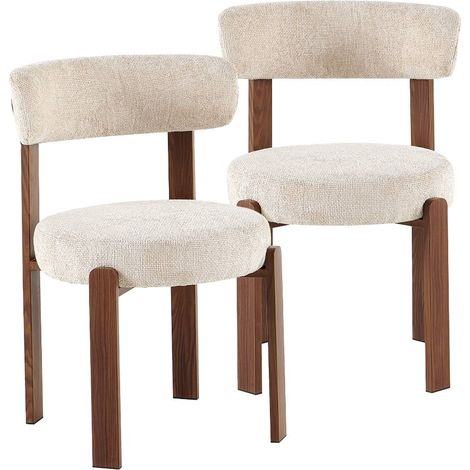 Chaise en tissu écru et métal effet bois Manon (lot de 2) (1/5)