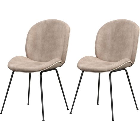 Costway – Chaise salle à manger velours – Dossier incurvé et siège ergonomique – Pieds en métal – Lot de 2 – Capacité 150 kg – Design moderne (1/5)