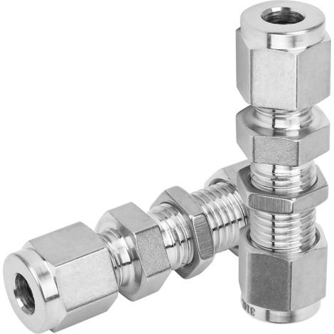 Connecteur de cloison 2 pièces acier inoxydable 316 double bague plaque d'usure raccord joint Ø1/4 (1/5)