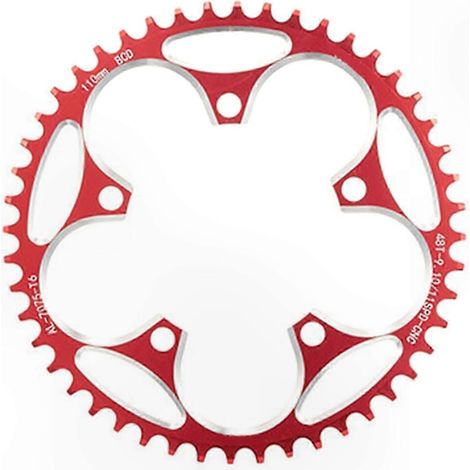 Pignon fixe pour vélo, 110mm BCD, 5 trous, denture étroite-large, rouge, couronne rigide (1/5)