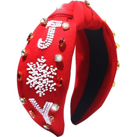 Bandeau de Noël à large bord avec perles de couleur verte ornées de nœuds pour le yoga, le sport, le Noël pour femme (1/5)