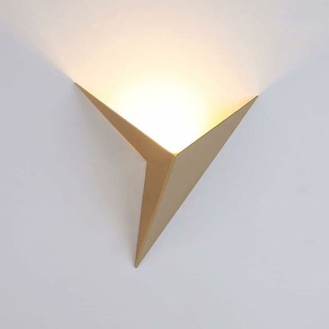 Applique Murale Intérieure LED 3W, Applique Murale Créative Triangle Or 3000K Blanc Chaud Applique Murale Moderne en Métal pour Chambre Salon Escalier Couloir - RWApplique murale salon et entrée (1/5)