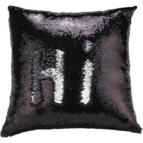 Sirène Sparkle Sequins Coussin Housse de coussin Taie d'oreiller Zippée 40x40cm (noir argent) (1/4)