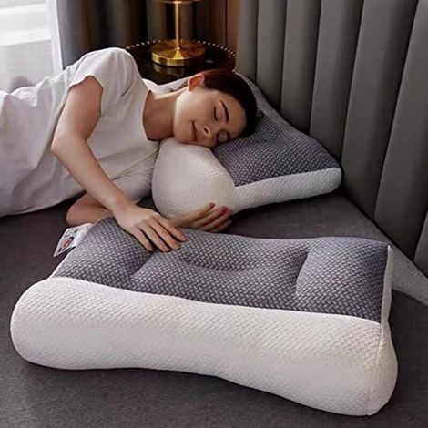 Oreiller de soutien cervical, oreiller ergonomique pour l'apnée du sommeil, oreiller orthopédique pour sommeil profond et apnée du sommeil (blanc) (1/4)