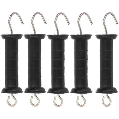 5 Pack Insulated Electric Fence Handle with Metal Hook for Farm Pasture (1/4)