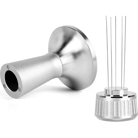 Prensa de café con aguja para espresso, 53 mm, 2 en 1, con 5 agujas finas y distribuidor de café con aguja de acero inoxidable. (1/5)