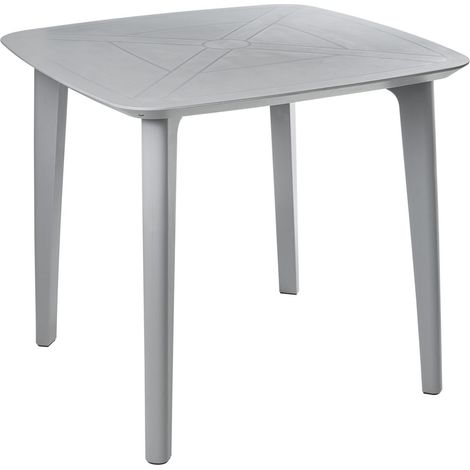 Tavolo da giardino Materiale sintetico 4 posti resistente alle intemperie Patio esterno Grigio chiaro Sorico