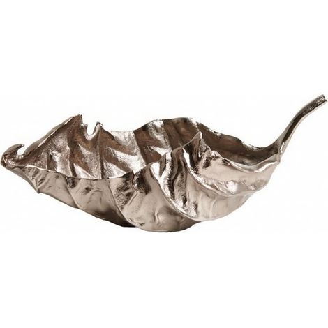 Metal Leaf-Shaped Tray  Raised Edges, Decorative Aluminum Tray, Sculptural, Shelf, Bronze, L (1/5)