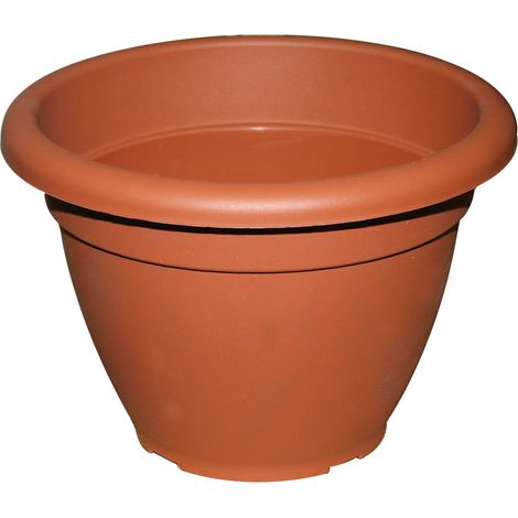 Vaso tondo in resina color terracotta Tivola De-Roma - altezza 14 cm - diametro 20 cm