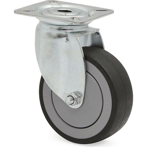 rueda giratoria agila+ aro de goma ø75 plástico zincado aro de goma polipropileno, antihuella y antihilo.