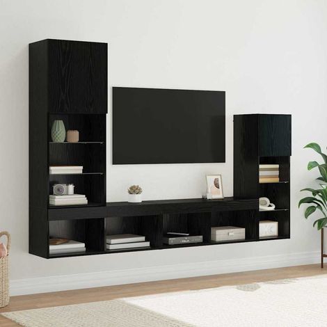 vidaXL Meubles TV muraux 4 pcs Chêne noir Bois d'ingénierie