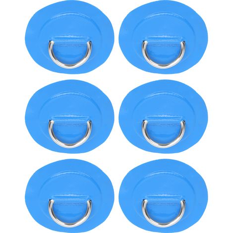 Ensemble de 6 pièces avec anneaux en D en PVC, corde élastique et anneau en D en acier inoxydable (bleu). (1/5)