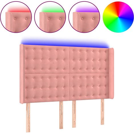 Maison Exclusive - Cabecero con LED de terciopelo rosa 147x16x118 (1/5)