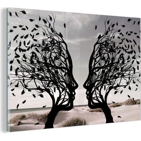 TABLEAU EN PLEXIGLAS Plage - Mer - Personnes - Arbre - Art moderne Tableau Décoration Murale 60x40 (1/5)