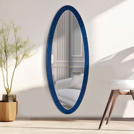 Spiegel Trakai, Ovalform, Wandtyp, Strukturfarbe Transparent, 55x150h cm blau (1/5)