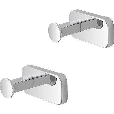 Set 2 appendini portasciugamani in acciaio inox cromo con doppio fissaggio Cubik (1/3)