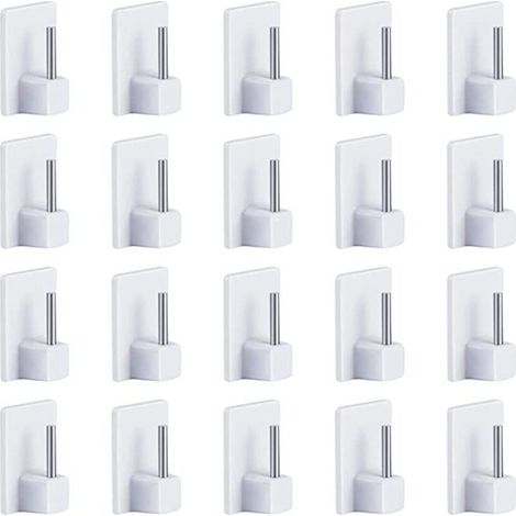 Lot de 20 crochets adhésifs pour rideaux – PVC et métal – Longueur 2,8 cm – Adhérence sur surfaces lisses – Installation facile (1/4)