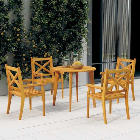 Ensemble à manger de jardin 5 pcs-Salon de jardin Bois d'acacia solide 525151 (1/5)