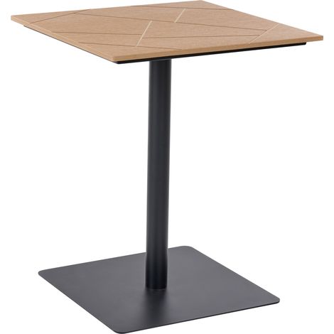 Mesa de balcón y jardín cuadrada 60 x 60 tablero de MDF marrón estructura de hierro negro Stintino (1/5)