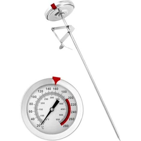 Thermomètre à friture en acier inoxydable 304 Thermomètre à gril 290°C/550°F avec sonde de 23 cm de long (1/5)