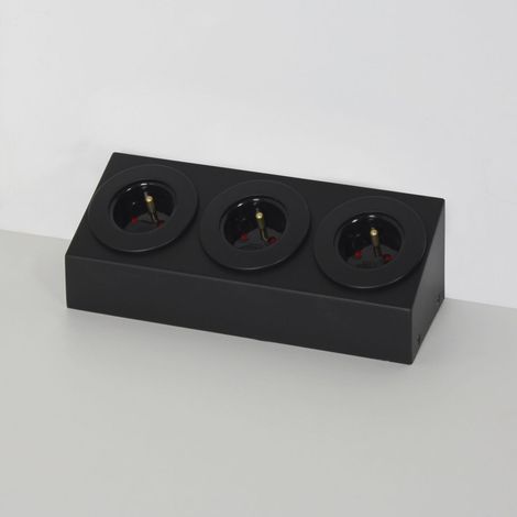 Cuisissimo – Bloc multiprise 3 prises Soft Touch noir – Prise en saillie 230V – Modèle d'angle pour cuisine – Utilisation verticale ou horizontale