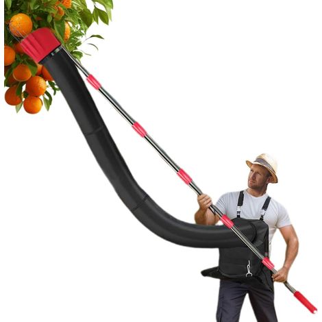 Pince à fruits, poteau de cueillette de fruits Outil de perche de ramassage Poteau d'extension de cueilleur de fruits, avec entonnoir de collecte et sac pour (1/5)