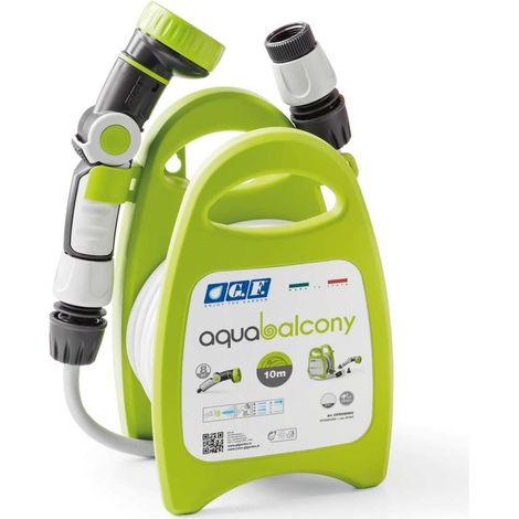 G.F. Kit Tubo Aquabalcony 10 m - Avvolgitubo Verde per Giardino e Terrazzo