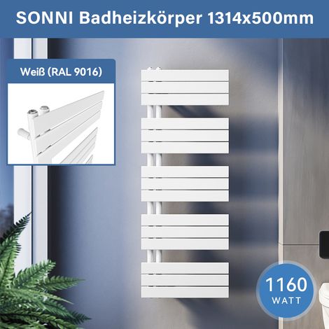 SONNI Badheizkörper Design Heizkörper Paneelheizkörper Handtuchwärmer Weiß 500x1314mm (1/5)
