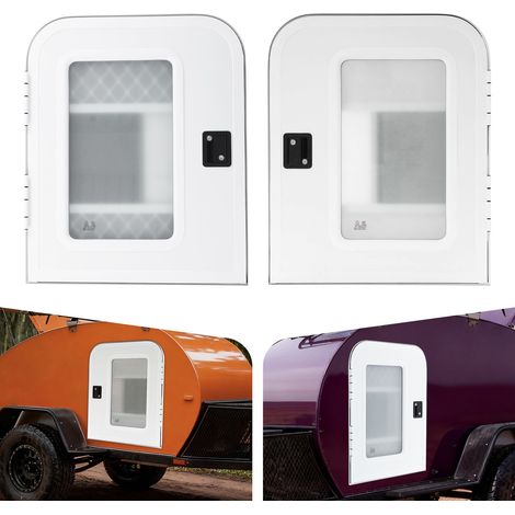2x Wohnmobil Eingangstüren 660x914mm, Aluminium & Milchglas, Mit Schloss & 4 Schlüsseln, Weiß, Links & Rechts (1/5)
