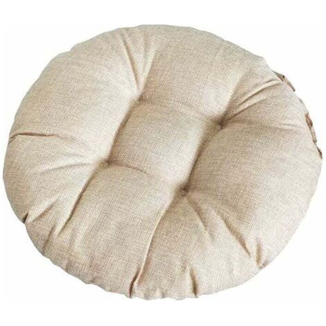 QORVA-Lin-Rond Coussin de Siège, Coton Lin Tatami Coussin de Sol, Coussin de Chaise épais Moux pour Chaise de Bureau, Coussin de Chaise épaissi Confortable pour Cuisine, Chambre, Sofa, Voiture (4040cm