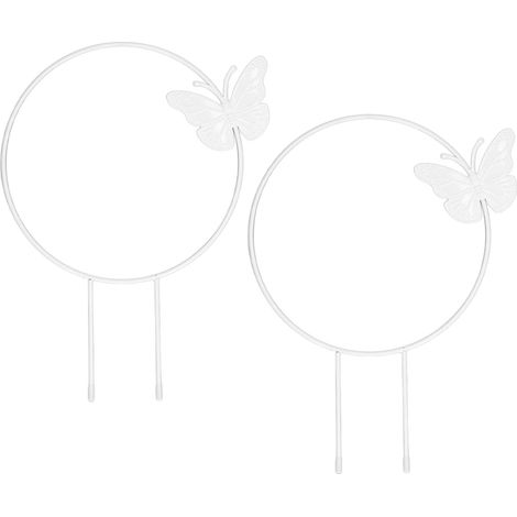Lot de 2 treillis à grimper papillon pour jardin, magnifiques treillis en fer pour plantes grimpantes décoratives en pot, fleurs rondes (1/5)