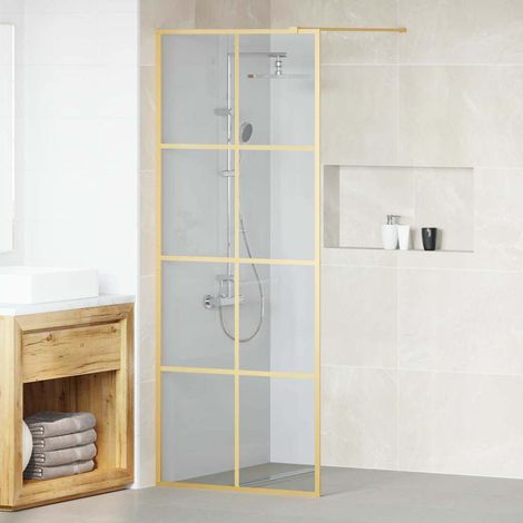 Walk-in Duschwand Gold 80 x 195 cm Gehärtetes Glas