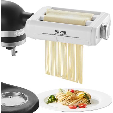 VEVOR Pasta Attachment for KitchenAid Stand Mixer, 3-IN-1 Stainless Steel Pasta Roller Cutter Set Including Pasta Sheet Roller, Spaghetti and Fettuccine Cutter, 8 Adjustable Thickness Knob Pasta Maker (1/5)