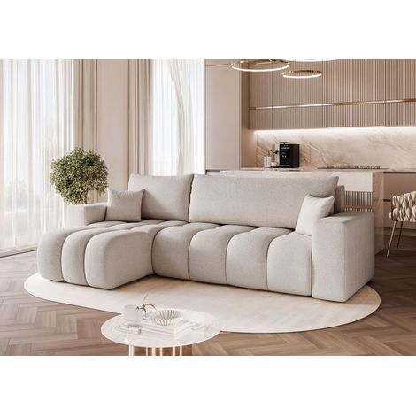 Ecksofa Schlafsofa Sofa ANABEL in Stoff Centaur Hellgrau Ottomane Links (1/5)