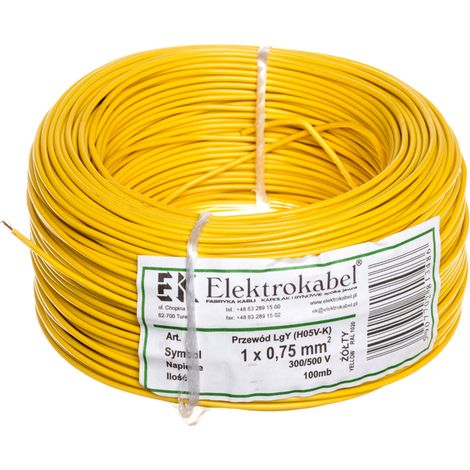 Cable de instalación H05V-K (LgY) 0,75 amarillo /100m/