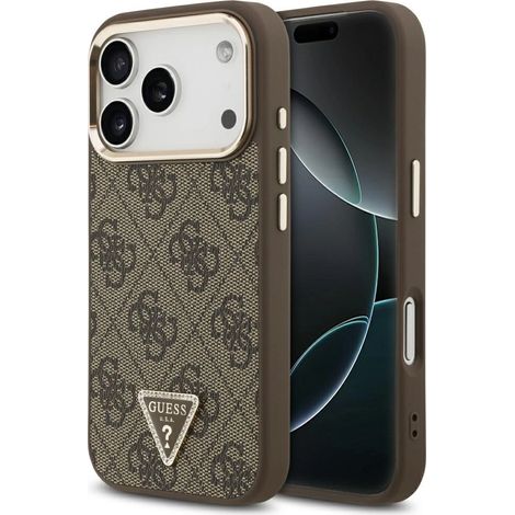 Guess 4G Triangle Logo MagSafe Hülle für iPhone 17 Pro – Braun und Gold (1/5)