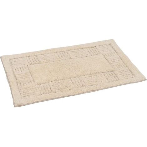 Tapis de bain - JUANIO - 70 x 45 cm - Coton - Beige - Absorbant (1/5)