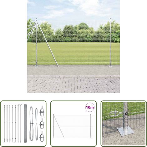Stahlzaun - Zaunpfosten Silber 10 x 1,5 m (25 x 25 mm Maschenweite) Stahl (1/5)