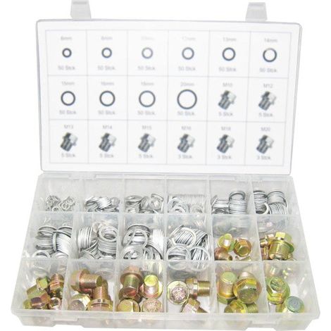 Alu Dichtringe und Schrauben Sortiment 534-teilig M10 bis M20