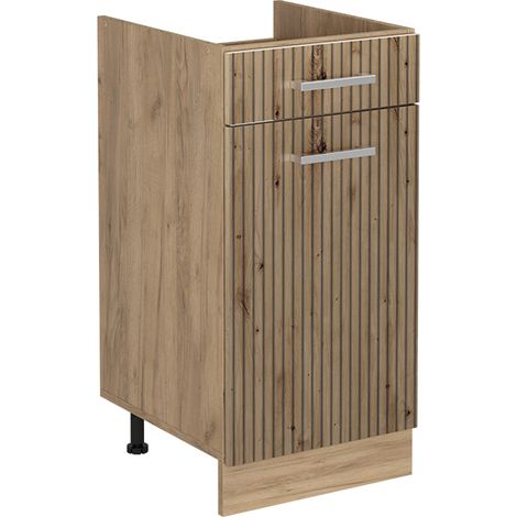 Mobiletto base cucina R-Line, Rovere artigianale/Rovere dorato, 40 cm senza piano di lavoro, Vicco (1/5)