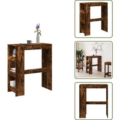 The Living Store Bartisch mit Regal Räuchereiche 90x40x103,5 cm Holzwerkstoff - Holzwerkstoff (1/5)