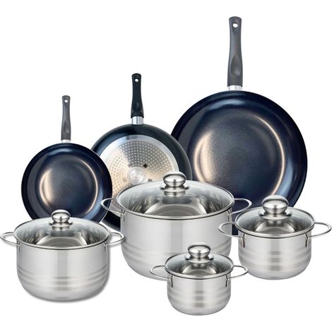 Ensemble de 3 Poêles de cuisson 20, 24 et 32 cm et 4 faitouts 12, 16, 20 et 24 cm Elo Prima Brillant (1/5)