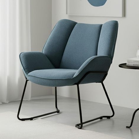 Loungesessel Chenille Blau mit Metallbeinen, gepolstert, modern (1/5)