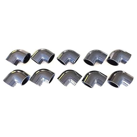 Lot de 10 Coudes PVC Pression 90° / 63mm intérieur F/F PN16 / Piscine et arrosage / 63 mm Manchon