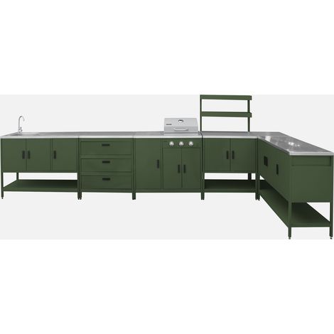 Cucina da esterno con barbecue a gas a 3 bruciatori, 5 moduli