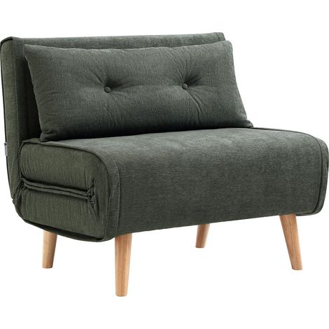 Fauteuil convertible en tissu vert VALERIO (1/5)