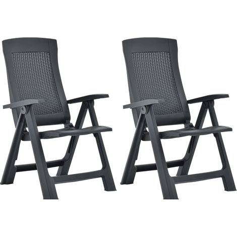 Lot de 2 Chaises inclinables de jardin Siège de Terrasse Fauteuil de jardin Plastique Anthracite DHNET4137820 (1/5)