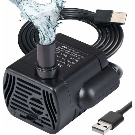 Pompe immergée silencieuse 200L/H 3W USB, QttvbTna, moteur submersible basse consommation, débit 200 litres par heure, ultra-discret pour aquarium ou fontaine