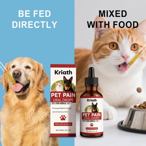Gouttes apaisantes à base de plantes pour chats et chiens : soin quotidien doux pour la santé articulaire des animaux - 60 ml (1/5)